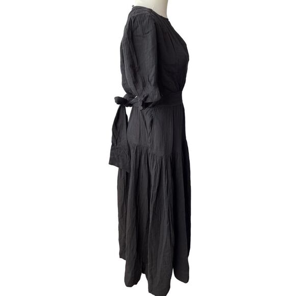 ME+EM CHEESECLOTH cut out belt  DETAIL MAXI DRESS size 2 black NWT - Picture 3 of 9